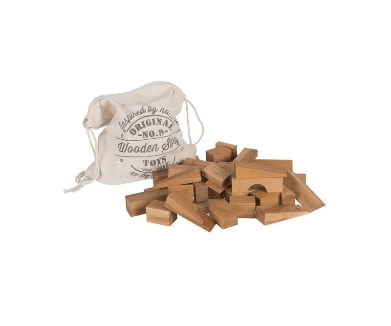 Natürliche Holzbausteine im Sack - 100 Stück